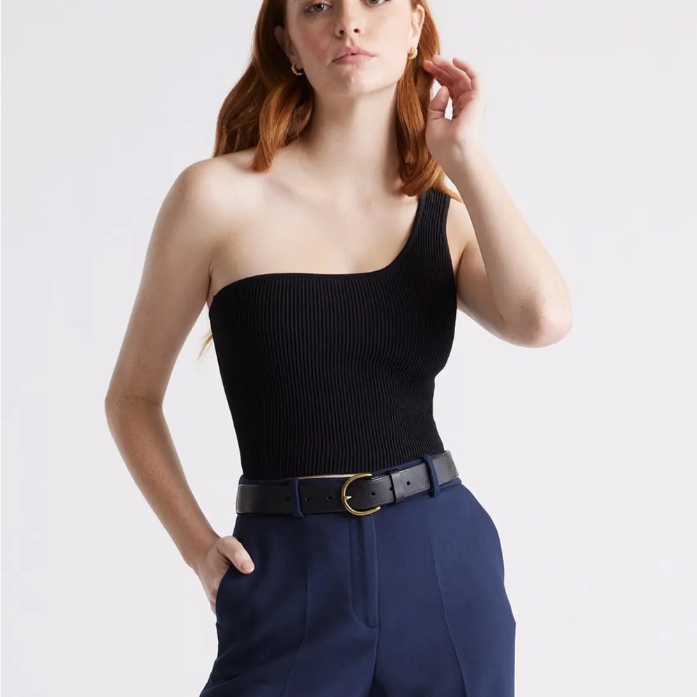 Quince Cropped One Shoulder Knit Tank